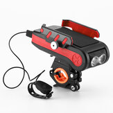 BIKIGHT 4-in-1 4000mAh 550LM Fahrradlicht USB wiederaufladbarer Powerbank Wasserdichtes Telefonhalter-Frontlicht mit Fahrradhupe
