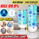 40W 80W UV Germicidal Lamp UVC E27 LED Bulb Household Ozone Disinfection Light With 1.7M Lampholder Switch