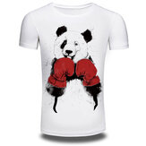 Летняя мужская мода бокса Панда Печать футболки Повседневная шею с коротким рукавом Tops Tees