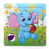 9pcs juguete diy entrenamiento niños rompecabezas rompecabezas bebé elefante de madera 