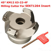 Drillpro KM12 63-22-4F Fraise à surfacer à 45 degrés, outil de tour à 4 cannelures pour insert SEKT1204