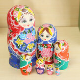 Loucura do Conjunto de 7 Bonecas Russas Aninhadas Bonecas de Madeira
