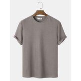 T-shirt à manches courtes en tricot gaufré à texture unie pour homme