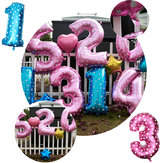 40 Inch Aluminium Folie Nummer Ballon Hartvormig Patroon Bruiloft Valentijnsfeest Decoratie