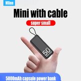 Mini power bank portátil de 5000mAh com cabo incorporado. Bateria externa de reserva. Mini power bank para iPhone 14 13 para Samsung S22 Xiaomi 12S