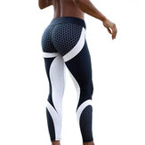 TENGOO Women Yoga Pants Honeycomb Printed Elasticity Gym Pants Fitness Sport Girl Leggings