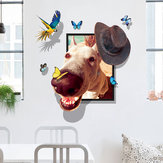 Miico Creativo 3D Dog Wear Cap Uccello Farfalla Cornice PVC Rimovibile Home Room Decorativo Decor Wall Sticker