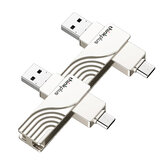 2 Adet Lenovo ThinkPlus TPCU301 2 In 1 Type-C USB3.0 Flash Sürücü 128G 360 ° Dönme Çinko Alaşım USB Disk Bilgisayar Telefonu için Taşınabilir Başparmak Sürücü