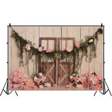 Задний план для фотостудии Flower Wooden Door размером 1,5х0,9м, 2,1х1,5м и 2,7х1,8м для фотографирования вечеринок для новорожденных.
