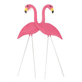 2PCS Flamingos rosa de plástico decorações de jardim estátuas de arte retrô