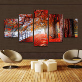 5 Cascade Herfst Rode Boom Abstract Canvas Muurschildering Afbeelding Huisdecoratie Unframed