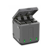 Carregador de bateria de slot de 3 vias com caixa de carregamento LED, estojo de transporte e alojamento de bateria para acessórios GoPro Hero 7 6 5