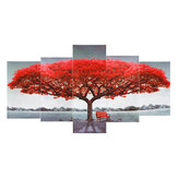5Pcs Red Tree Wall Decorative Paintings Canvas Print Art Pictures Frameless Wall Hanging Decorations for Home Office