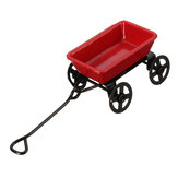 Metal Tin Watering Can With Pulling Cart With Fairy Garden Tools Dolls House Miniatures for Children Gift