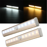 Lámpara de 10 luces LED para gabinete con sensor de movimiento del cuerpo humano, luz nocturna LED para armario, luz de tira LED de 6V