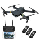 Eachine E58 WIFI FPV con cámara gran angular HD de 720P Modo de retención alta Drone Quadcopter plegable RTF Tres baterías