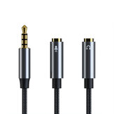 Kinmax mikrofon słuchawkowy Adapter 2 w 1 kabel audio One żeński na podwójny 3,5 mm męski / One 3,5 mm męski na podwójny żeński adapter słuchawkowy 30 cm