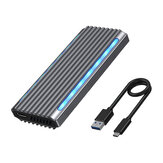 SSD-Gehäuse für M.2 NVME/NGFF mit Dual-Protokollen, USB 3.1 Type-C mit 10Gbps, RGB-Beleuchtung und Kühlung für mobile Aluminiumabdeckung