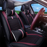 12pcs luxe 5 places housse de siège de voiture avant arrière avec coussin de taille oreiller noir rouge