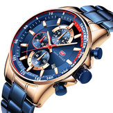 MINI FOCUS MF0218G Datumsanzeige-Männer-Armbanduhr, die wenig Skala-volle Stahlquarz-Uhr arbeitet