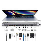 USB C dokovacia stanica 13 v 1 s sieťovým hubom VGA PD 3.0 USB-C RJ45 10/100Mbps stojanom pre notebook MacBook iPad Surface pro
