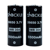 2PCS SHOCKLI 26650 5500mAh 30A 3.7V Rechargeable Li-ion Battery Lithium Battery for High Power Flashlight For Emisar D4s Astrolux Convoy Manker Lumintop Nitecore