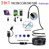 2M 7MM Endoskop Kamera USB Tip C Mobil Probu Borescope Gözlemelik Endoskopik Android Akıllı Telefonlar İçin Arabalar İçin Endoskop Kamera