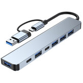Stacja dokująca 7 w 1 Typu-C z rozdzielaczem USB-C z portem wielofunkcyjnym USB-C USB3.0 5 Gb/s i portami 3.0 2.0 dla komputera laptopa.
