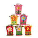 1 caixa de economia de dinheiro de madeira com formato de casinha com flores, corações, animais. Presente de brinquedos novidades