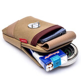 Homens Canvas & Leather Cinto Telefone Bolsa Cintura Bolsa Crossbody ao ar livre Bolsa para 5.5 em Telefones