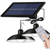 Solar Hangerlamp Buitenshuis Waterdichte LED-lamp Dubbele Kroonluchter Decoraties met Afstandsbediening voor Binnen Schuur Kamer