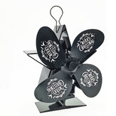 [Christmas Style]4 Blade Heat Powered Stove Fan with Magnetic Thermometer for Fireplace Heater