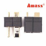 Amass AM-1015B Anti-Slip Noir T Plug Connecteur Mâle et Femelle 1 Paire pour RC Lipo Batterie