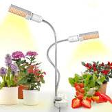 RELASSY Lampa roślinna LED o pełnym spektrum, dwugłowicowa, z żółtym oświetleniem, z elastycznym przegubem, wykonana z metalowego węża ze stali nierdzewnej i zaciskiem typu C