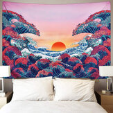Manta de parede suspensa em 3D Grande Onda do Mar Decoração de casa Grande Onda Oceânica ao Pôr do Sol em Poliéster Tapeçaria Sala de estar Ornamento