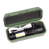XANES SK68 LED + COB 3Modes Front + Side Light USB aufladbare zoombare Mini-LED-Taschenlampe
