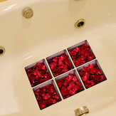 PAG 6 peças 13x13 cm Adesivo de banheira antiderrapante à prova d'água com padrão de folha de rosa 3D
