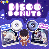 Puni Maru Squishy Shiny Disco Glitter Donuts 9cm Toy Mini Donut Slow Rising met verpakkingsdoos