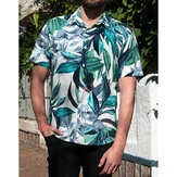 Mens Hawaiian Printed Short Sleeve Summer Casual Loose Shirts