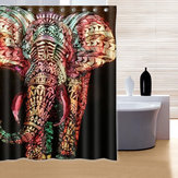 Vízálló színes elefánt poliészter zuhanyfüggöny 180x180cm-es fürdőszobai dekorációval és 12 horoggal