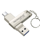 Microdrive MD223C USB3.0 ve Type-C Çift Metal Arayüz 64G 128G 256G Yüksek Hızlı Veri İletimi Taşınabilir Hafıza U Diski Telefon Bilgisayar Tablet için