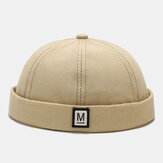 Unisex Splicing M Letter Street Hip-hop Landlord Hat Fashion Adjustable Sunshade Brimless Beanie Skull Cap
