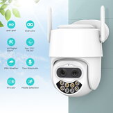 WiFi-Kamera 4MP + 4MP 8-fach digitaler Zoom AI-Personenerkennung Zwei-Wege-Audio Außen-IP66 wasserdichte CCTV-Videoüberwachungskamera Sicherheitsschutz PTZ-IP-Kamera