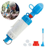 IPRee® hordozható szűrő víztisztító készlet a szabadban, amely tiszta ivóvízzel és a túléléshez szükséges eszközökkel rendelkezik