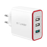 BlitzWolf® BW-PL2 30W Cargador USB de 3 puertos QC3.0 Cargador de pared de carga rápida Adaptador de enchufe de la UE para iPhone 13 13 Pro Max SE 2020 Xiaomi Huawei