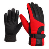 Motorcycle Leather Gloves Touch Screen Winter Warm Waterproof Red Blue Black Grey 