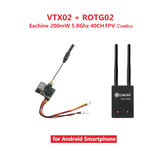 Eachine VTX02 + ROTG02 FPV Combo 5.8G 40CH 200mW różnorodność nadajnika audio zestaw odbiorników czarny na telefon z systemem android nieoryginalny