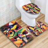 3-teiliges Set rutschfester Badteppich mit afrikanischen Mädchen, WC-Deckelbezug, Fußmatte aus atmungsaktivem Samt-Badematte