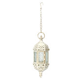 Vintage Tea Light White Candle Holder Moroccan Hanging Glass Lantern Home Decor 