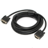 16.4FT / 5M 15Pin VHD VGA SVGA macho a cable macho Cable negro para PC TV Monitor